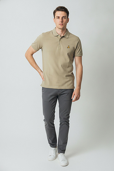 BRAVE SOUL Pánské Polo Tričko S Krátkým Rukávem A Výšivkou Khaki Velikost EU M