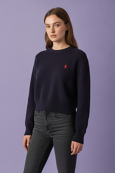 Ralph Lauren Fialový Dámský Crop Pulovr S Dlouhým Rukávem Vel. M