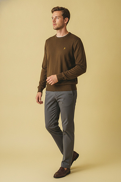 BRAVE SOUL Pánský Khaki Pletený Pulovr Basic Velikost Xl
