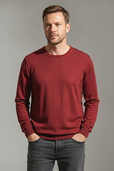 Hugo Boss Pánský Vlněný Svetr červený S Dlouhým Rukávem Velikost EU XXL