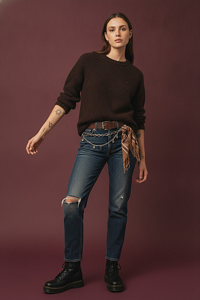 Ralph Lauren Hnědý Vlněný Pletený Pulovr Basic Vel. EU S