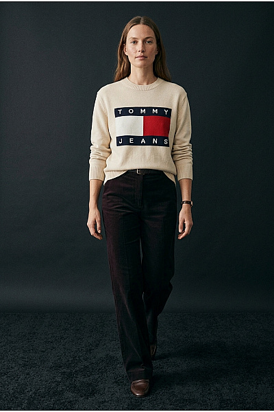 TOMMY HILFIGER Béžový Pletený Pulovr Přes Hlavu Velikost L
