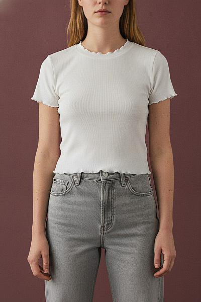 URBAN CLASSICS Bílé Bavlněné Crop Top Tričko S Krátkým Rukávem A Kulatým Výstřihem Vel. EU M