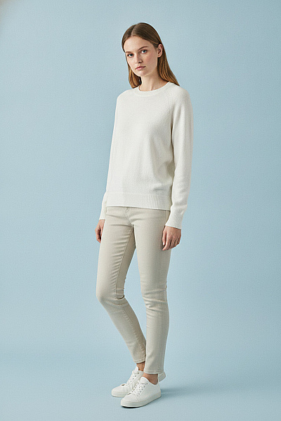 VERO MODA Bílý Dámský Pletený Pulovr Basic Velikost M