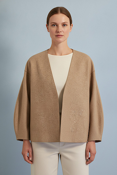 VILA Béžový Krátký Kabát Oversized Elegantní Vel. 44