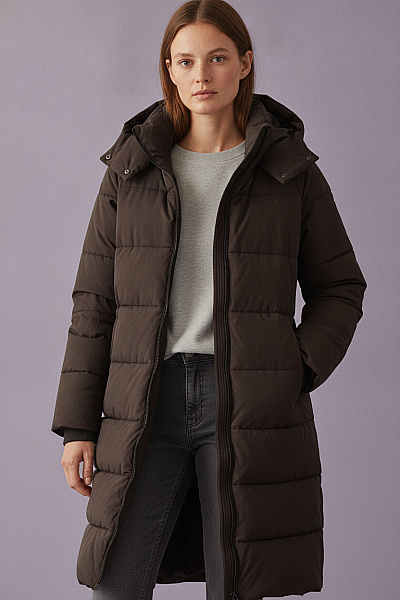 VERO MODA Dámská Dlouhá Prošívaná Zimní Bunda S Kapucí Velikost M