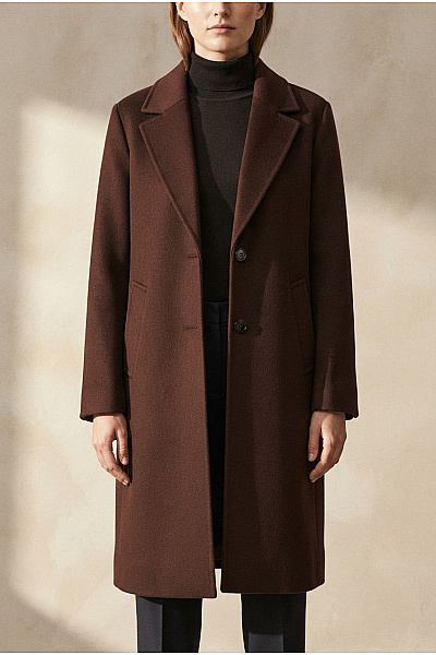 Bershka Dámský Hnědý Dlouhý Elegantní Kabát Vel. M