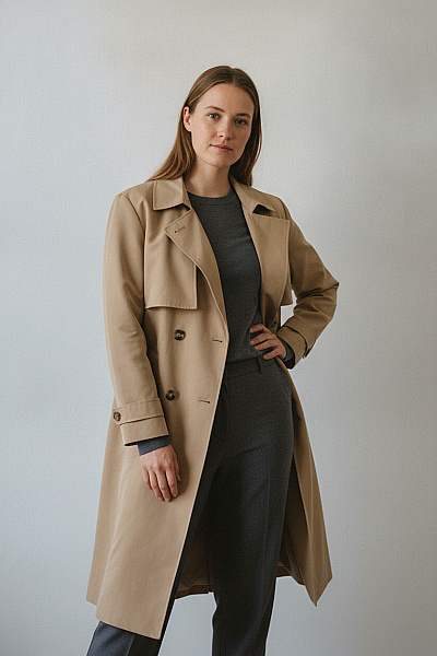 VERO MODA Béžový Dámský Trenčkot S Páskem Velikost L