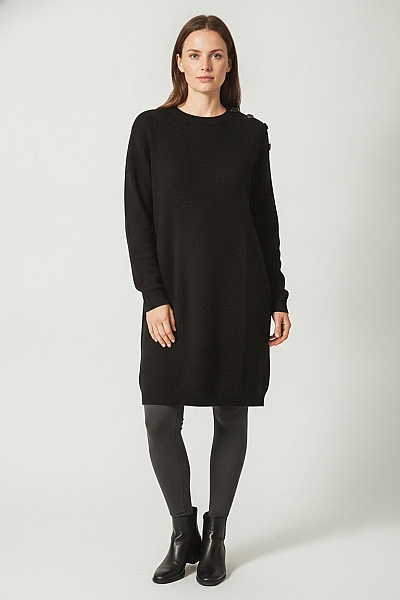 VERO MODA Černé Pletené Svetrové šaty S Dlouhým Rukávem Velikost M