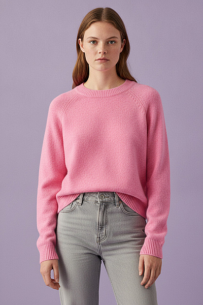 VERO MODA Růžový Pletený Dámský Pulovr S Dlouhým Rukávem Velikost Xs