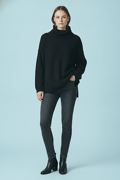 VERO MODA Černý Dámský Pletený Rolák Oversized Vel. S