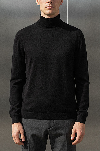 Hugo Boss Pánský černý Rolák Basic Velikost Xxl