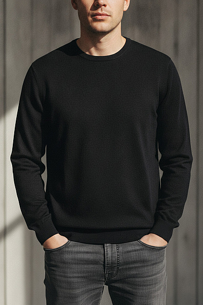 JACK & JONES Pánský Bavlněný Pulovr černý Basic Vel. L