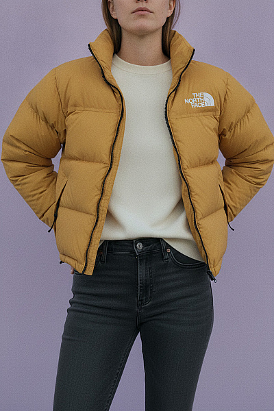 THE NORTH FACE Dámská Khaki Prošívaná Puffer Bunda Do Pasu Velikost Xs
