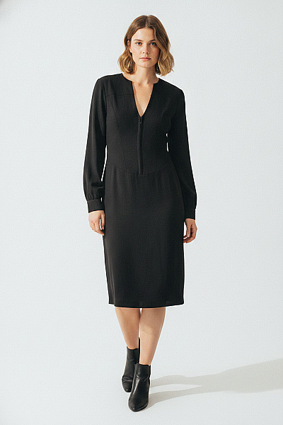 Boohoo Dámské šaty S Dlouhým Rukávem černé Elegantní Vel. DE 44