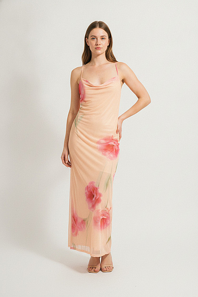 Boohoo Dlouhé Květované šaty Na Ramínka Letní Boho Vel. 46