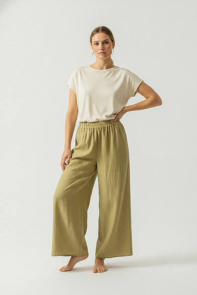 Boohoo Dámské Volnočasové široké Kalhoty Khaki Vel. 46