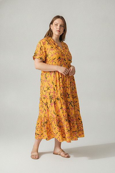 Boohoo Dámské Květované šaty žluté Velikost 52