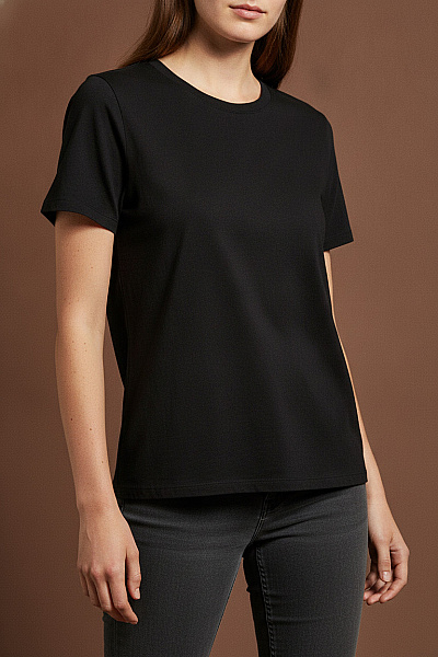 Boohoo Dámské Tričko S Krátkým Rukávem černé Bavlněné Basic Velikost EU 44
