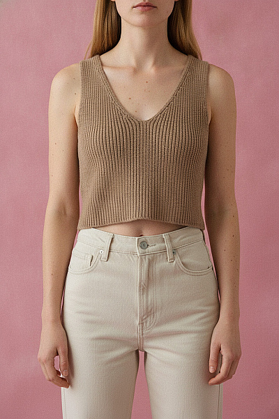 Dámské Tílko Bez Rukávů Crop Top Vel. EU M