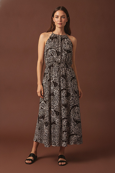 Boohoo Dámské Dlouhé šaty Bez Rukávů S Paisley Vzorem Vel. EU 34