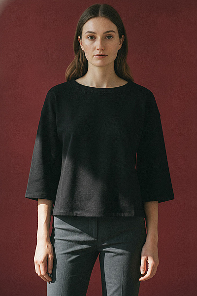 Judith Williams Dámské Bavlněné Tričko S Krátkým Rukávem černé Jednobarevné Basic Oversize Velikost 34