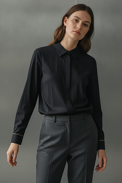 Jana Ina Dámská černá Košile S Dlouhým Rukávem Elegantní Velikost 36