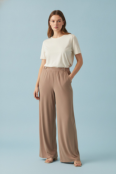COUTURE LINE Dámské Volnočasové Kalhoty S Kapsami Béžové Velikost 42