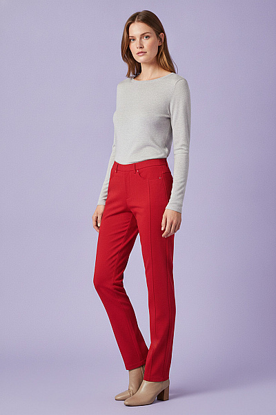 COUTURE LINE Dámské červené Elegantní Kalhoty S Kapsami Vel. 36