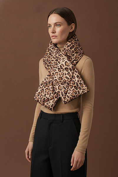 Belinda Gold Dámská Prošívaná šála S Leopardím Vzorem