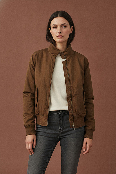 Dámská Bavlněná Bunda Bomber Khaki Se Zipem Vel. XS