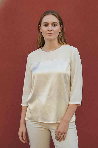 Curvy Me Dámská Halenka S Dlouhým Rukávem Saténová Lesklá Elegantní Velikost 48