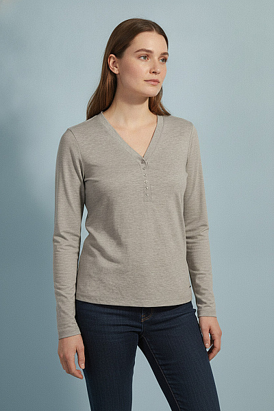 THOM By Thomas Rath Dámské šedé Tričko S Dlouhým Rukávem Henley Basic Vel. EU 40