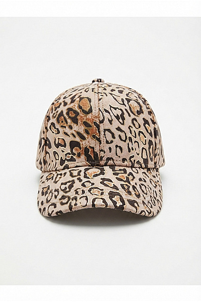 PFEFFINGER Béžová Kšiltovka S Leopardím Vzorem
