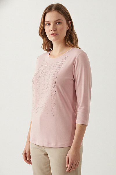 COUTURE LINE Dámská Růžová Halenka S Kamínky A 3/4 Rukávem Velikost 44