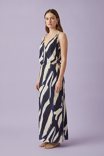 Boohoo Dlouhé šaty Na Ramínka Se Zvířecím Vzorem Vel. 56