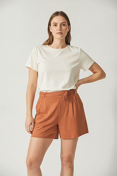 Boohoo Dámské Oranžové Kraťasy S Páskem Volnočasové Vel. 50