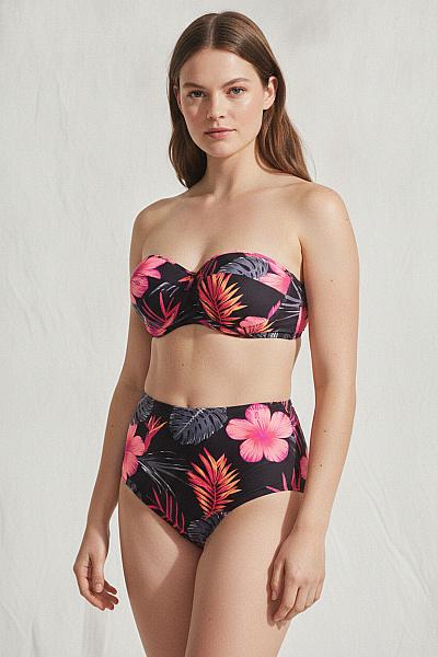 Boohoo Dvoudílné Plavky Květinové S Vysokým Pasem Vel. 36