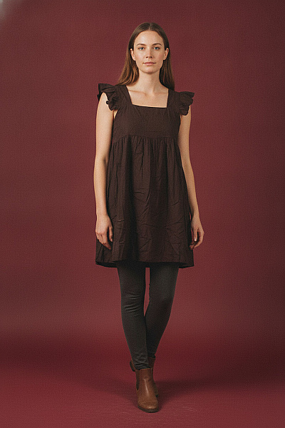 Boohoo Hnědé Lněné Bavlněné Letní šaty Mini Vel. 44