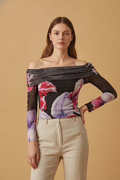 Boohoo Dámská Halenka S Dlouhým Rukávem A Květinovým Potiskem Vel. 34