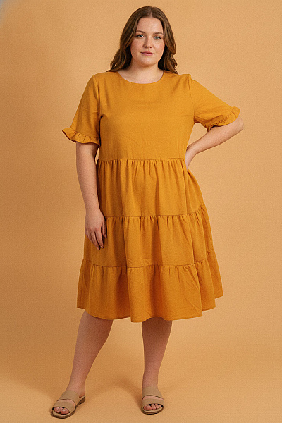 Boohoo Dámské šaty Krátký Rukáv Volné Letní Boho žluté