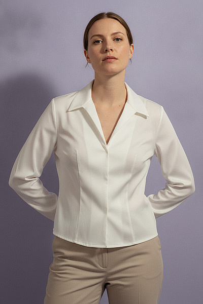 Boohoo Bílá Dámská Halenka S Dlouhým Rukávem A Límečkem Elegantní Business Velikost 46
