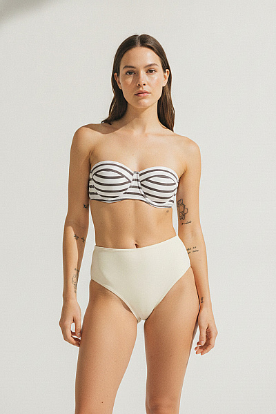 Boohoo Dámské Pruhované Plavky Bez Ramínek Vyztužené Vel. 34