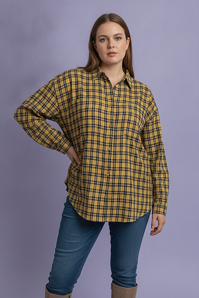 Boohoo Dámská Kostkovaná Košile Oversized žlutá