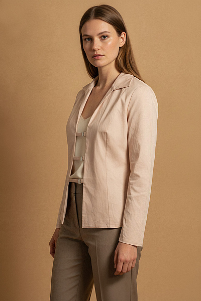 Boohoo Dámské Sako Elegantní Béžové Vypasované Velikost 48