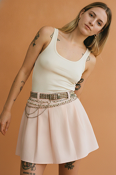 Boohoo Dámská Růžová Plisovaná Mini Sukně Velikost 44