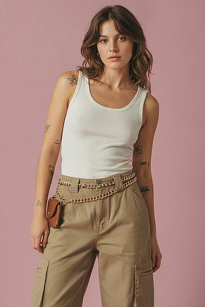 Boohoo Khaki Cargo Kalhoty S Kapsami Volnočasové Bavlněné Velikost EU 42