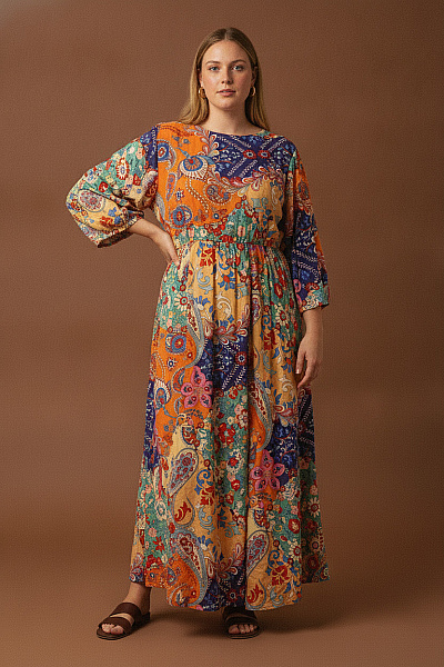 Boohoo Barevné Maxi šaty Boho Květované Vel. EU 48