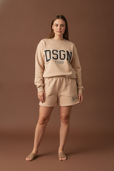Boohoo Dámský Bavlněný Komplet Béžový Oversized Vel. XL