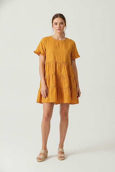 Boohoo Dámské šaty Krátký Rukáv Volnočasové Letní žluté Vel. 46